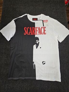 Reason Brand x Scarface Split Movie Black & White Graphic Tee Men's Size XL